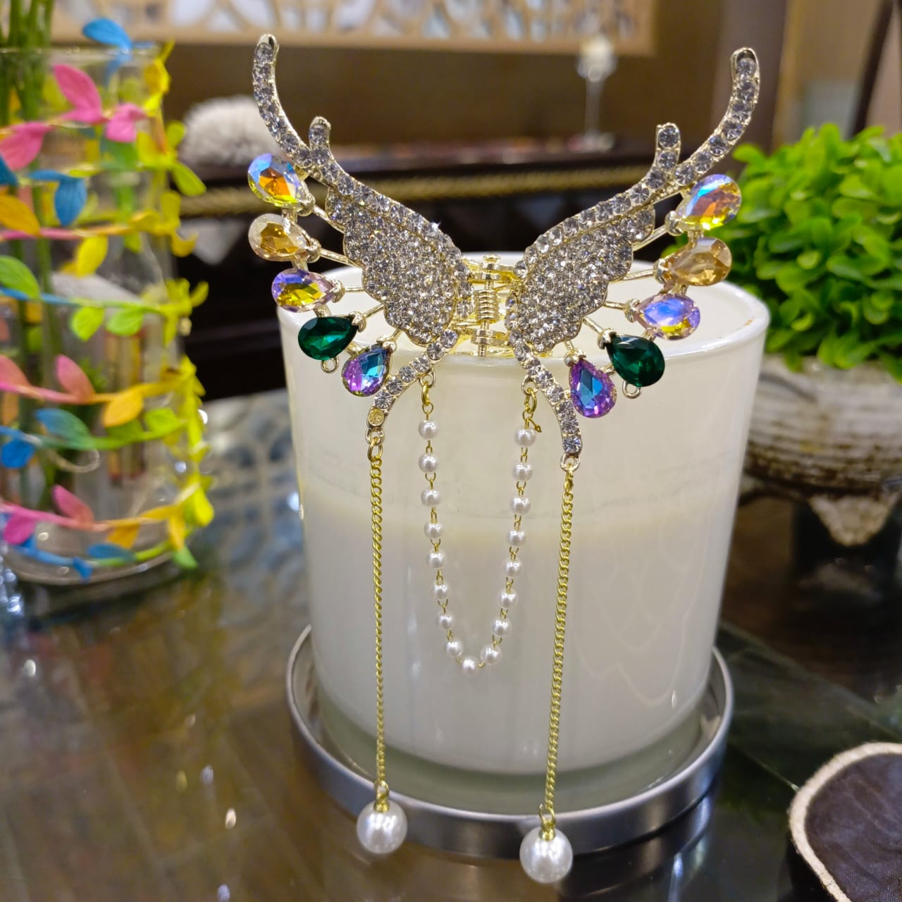 BUTTERFLY CRYSTAL STONE HAIR CLIP