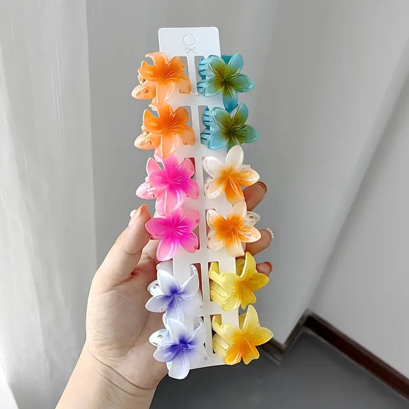 6/12PCS Small Candy Color Flower Clips