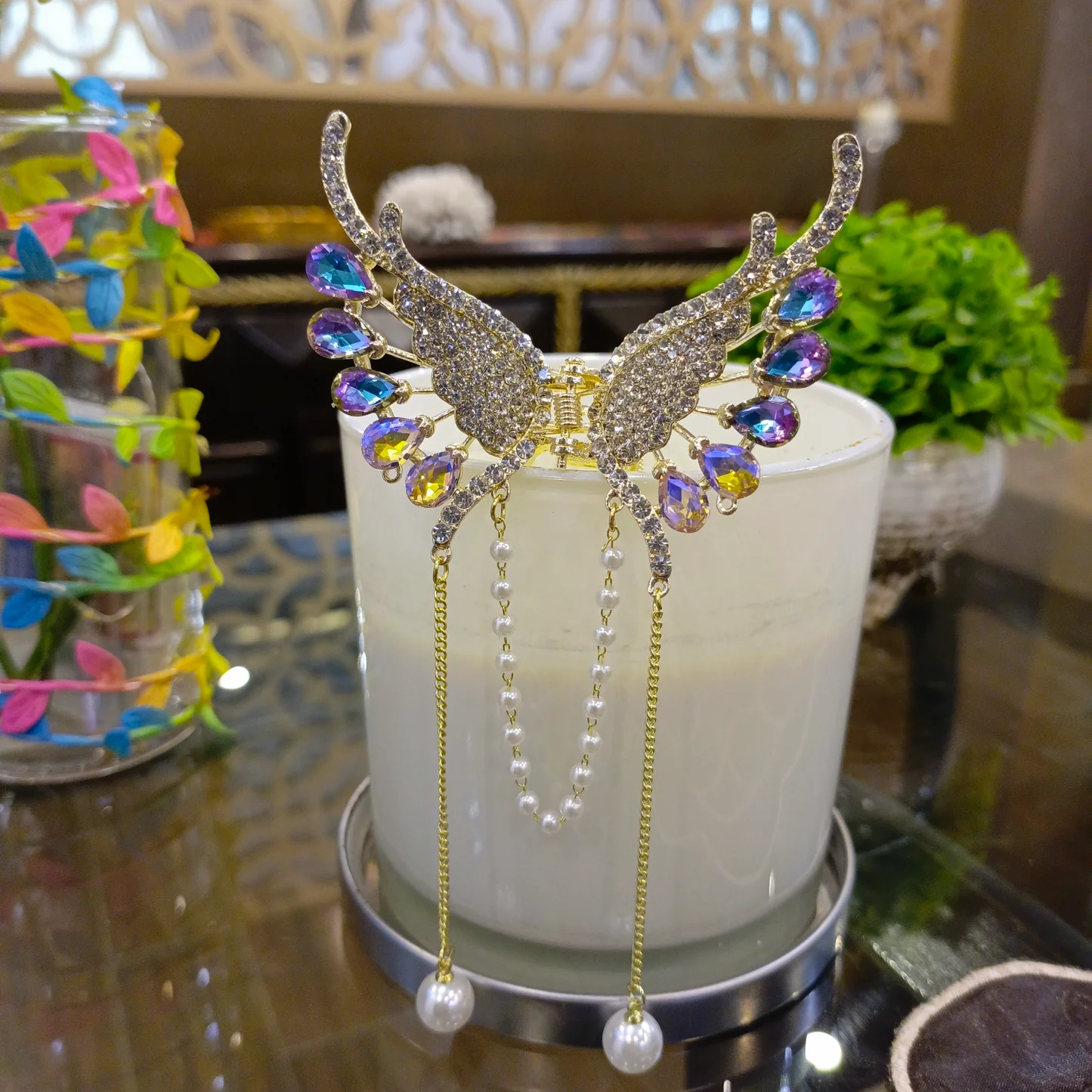 BUTTERFLY CRYSTAL STONE HAIR CLIP