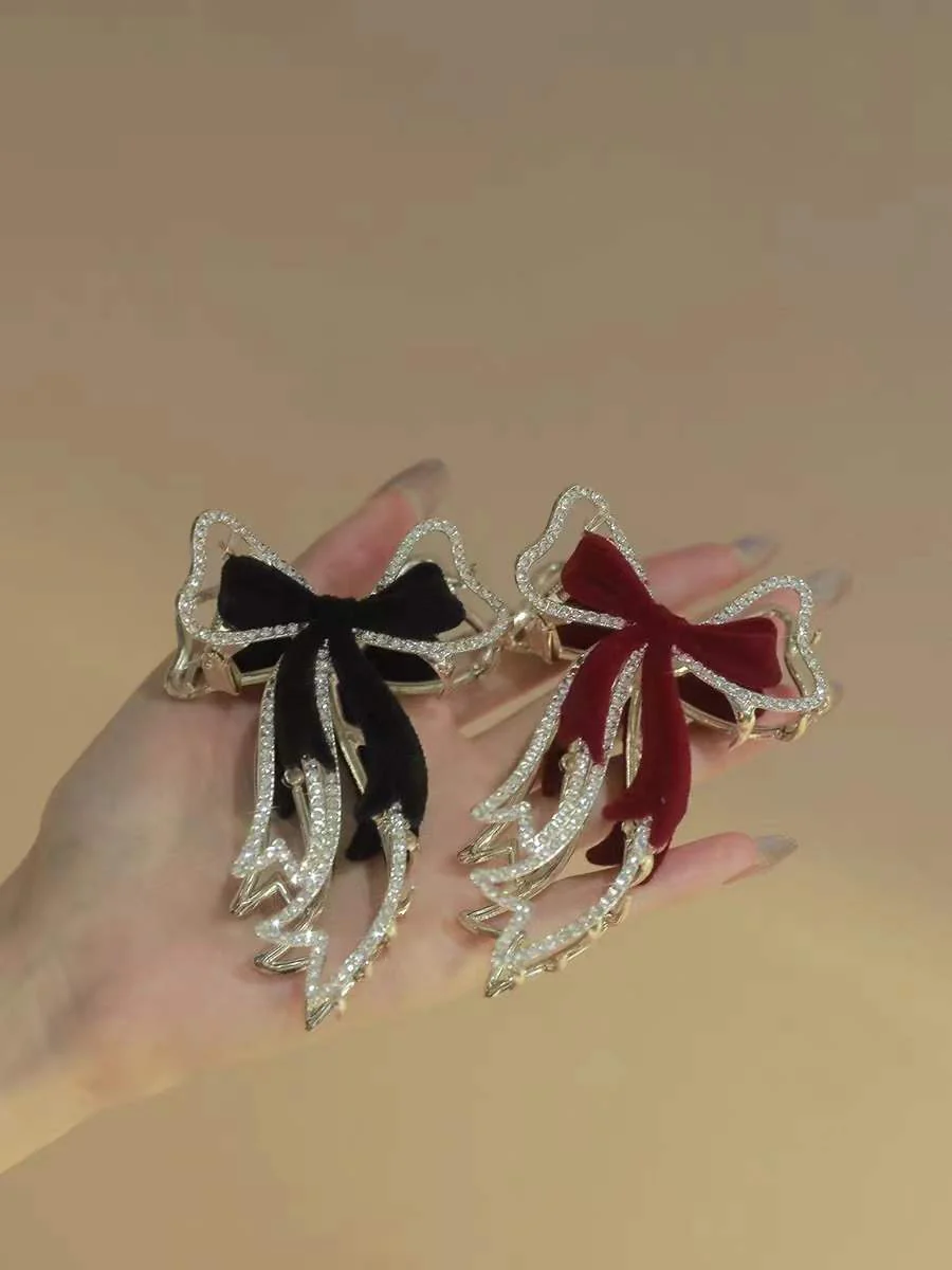 VELVET BOW LARGE HAIR CLIP